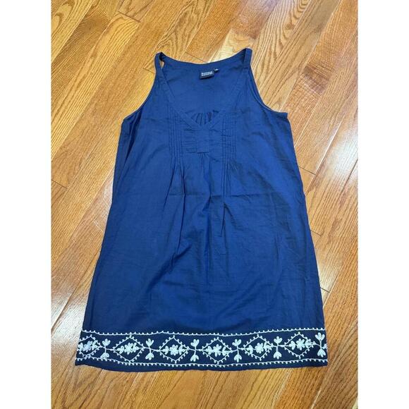 Dresses & Skirts - Madison Mathews Blue Dress V-Neck Embroidered Hem Sleeveless Medium Airy Spring